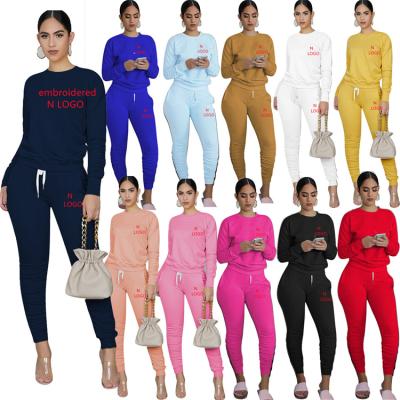 China Anti-Wrinkle Anti-Wrinkle Autumn Winter 2 Pieces Two Piece Set Suits Tracksuits Stacked Trackers Pants Activewear For Women Sets for sale