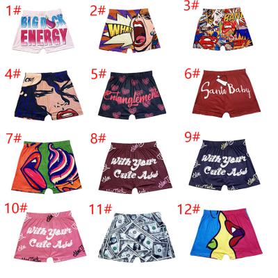 China New Arrival QUICK DRY Letter Print Bike Shorts QUICK DRY Stretch High Lift Ladies Plus Size Stretch Candy Snack Shorts Women for sale