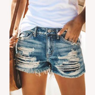 China New Trend Waist Tassel QUICK DRY QUICK DRY Tops Ripped Denim Shorts Women Casual Hot Straight Shorts for sale