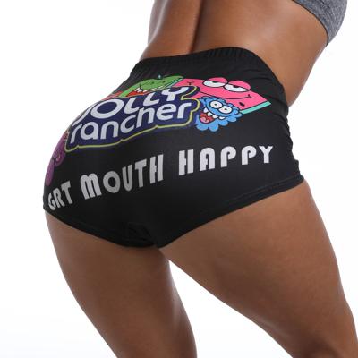 China QUICK DRY QUICK DRY in running letter print bike shorts women butt lift stretch ladies plus size womens candy snack abbreviations for sale