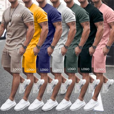 China Custom Made Breathable Logo Breathable Plus Size Simple Jogging Suit For Men Cotton Two Piece Short Set Shorts Sleeves Mens White Short Sweat Suits for sale