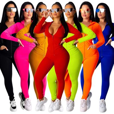 China Fashion CR-0803 Offset Printing Ladies Bodycon Suit Long Sleeve Breathable Two Piece Set Popular Wholesale Breathable Two Piece Set for sale