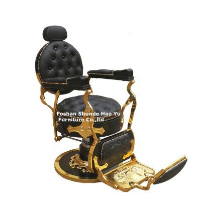 China BC101 Frame Barber Chair Barber Chair Hydraulic Pump Antique Gold Antique Barber Chair for sale