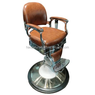 China Contemporary Luxury Orange Barber Chair Kids Barber Chair Hydraulic Pump Child Barber Chair for sale