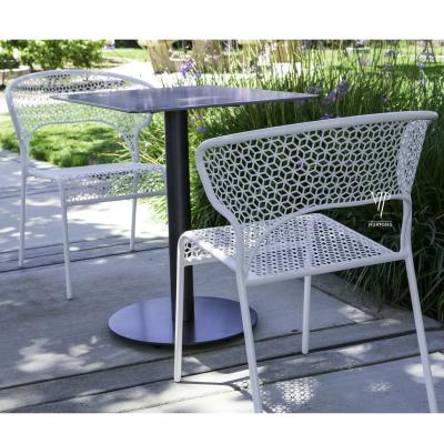 China Eco-friendly\UV Resistant\Water Proof\Outdoor Dining Chair Cafe Weather Garden Table Heavy Duty Commercial Stackable Outdoor Metal Chairs For Restaurant for sale