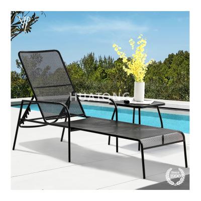 China Outdoor Patio Furniture VIPHUATONG Convertible Weather Lounge Heavy Duty Metal Folding Bed Outdoor Sun Lounger for sale