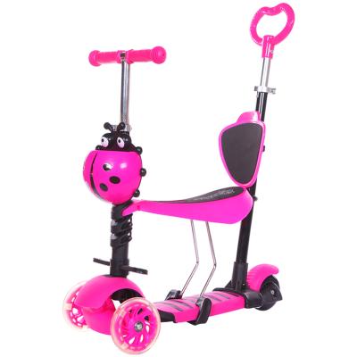 China Height Adjustable Children's Handlebar Scooter With Push Handle 2021 Handsome Wheel Silent Turning Scooter for sale