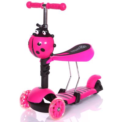 China Factory Price Adjustable Handlebar Height Four In One Baby Walker Kids Kick Scooter Push Scooter With PU Snap Three Wheels for sale