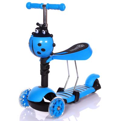 China Factory Price Adjustable Handlebar Height Four In One Baby Walker Kids Kick Scooter Push Scooter With PU Snap Three Wheels for sale