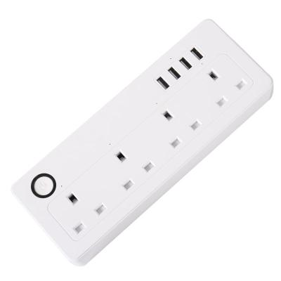 China Compatible Tuya WIFI Smart Home Plug UK Standard Tuya Wifi Power Band Smart Control UK Residential / Multi-Purpose UK Standard Multi Plug Socket for sale