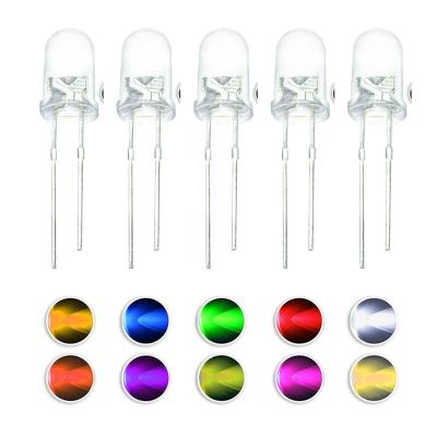 China 5mm LED Diode 5 mm Assorted Kit Clear Warm White Green UV Blue Yellow Orange Pink Red F5 DIP DIY Light Emitting Diode 5MM for sale