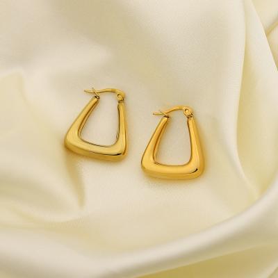 China TRENDY Minimalist 18k Gold Plated Irregular Statement Earrings Women Shape Stainless Steel Gold Hoop Earrings for sale