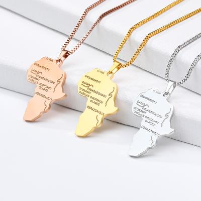 China Fashionable Hot Selling African Africa Gold Plated Simple Box Chain Africa Map Necklace Stainless Steel Necklace for sale