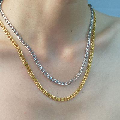 China FASHIONABLE 18K Gold Plated Cuban Link Necklace Jewelry Stainless Steel Chain Necklace For Women Men for sale