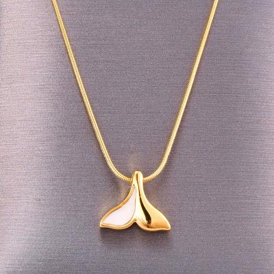 China FASHIONABLE Luxury 18K Gold Plated Short Clavicle Necklace Fishtail Shaped Stainless Steel Choker Necklace For Women for sale