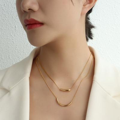 China New Design FASHIONABLE Luxury Gold Plated Choker Necklace Women Shape Irregular Stainless Steel Clavicle Necklace Set for sale