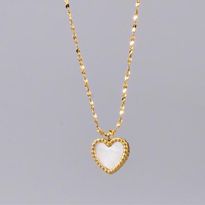 China New Design Trendy 18k Gold Plated Stainless Steel Shell Heart Necklace For Women Clavicle Chain Necklace Girl for sale