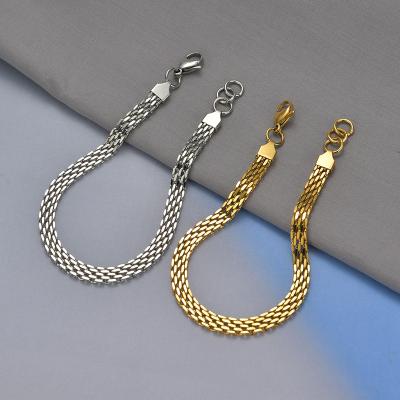 China New Design Hiphop Fashion High Polished Gold Silver Plating Cuban Link Chain Bracelet Men Stainless Steel Bracelet for sale