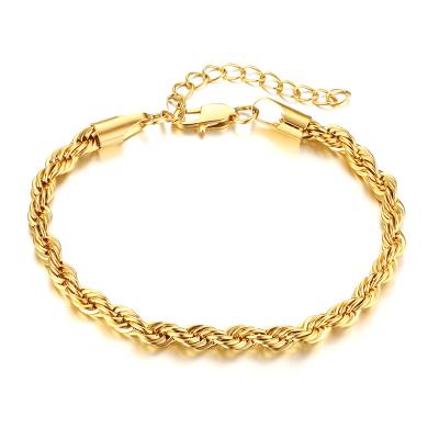 China High Quality Gold Plated Punk Rope Chain Stainless Steel 18k Gold Plated Bracelets For Women Jewelry for sale