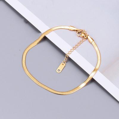 China FASHIONABLE Minimalist Gold Plated Snake Chain Bracelet Waterproof Fashion Stainless Steel Charm Bracelet For Women for sale