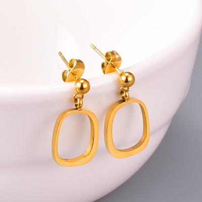 China FASHIONABLE 18k Gold Korean Irregular Earrings Personality Stainless Steel Simple Geometric Dangling Earrings for sale