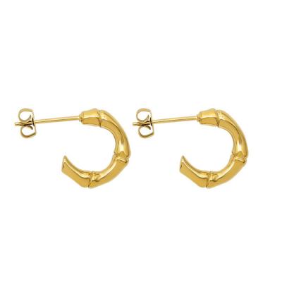 China New FASHION Trendy Gold Plated Charm Circle Earrings Geometric Stainless Steel CC Shaped Bamboo Earrings for sale