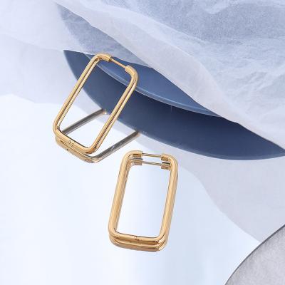 China INS TRENDY Fashion 18k Gold Plated Minimalist Square Earring Stainless Steel Earring For Women for sale