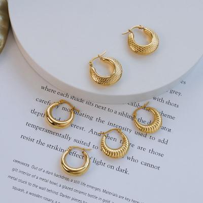 China CIS Fashion 18k Geometry Earring Stainless Steel Gold Plated Circle Earring For Women for sale