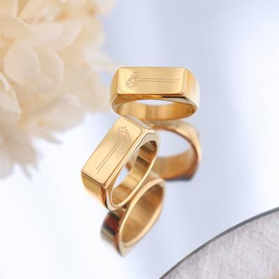 China New Trendy Vintage Personality 18k Gold Plated Stainless Steel Chunky Ring For Women for sale