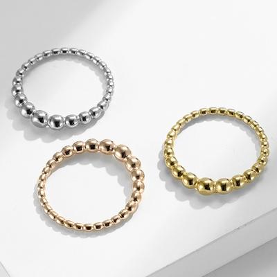 China New Trendy Hip Hop Stainless Steel Beaded Ring 18k Gold Plated Irregular Steel Ball Ring For Women for sale