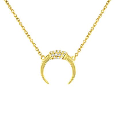 China FASHIONABLE Zircon Moon Gold Thin Layer Vintage CIA Necklace Jewelry 925 Sterling Silver Moon Necklace Jewelry for sale