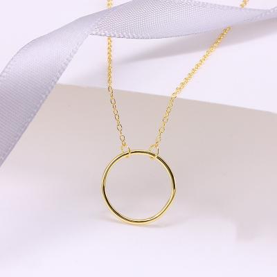 China Simple thin gold layer 925 Sterling Silver Clavicle Necklace from minimalist 10mm geometric round necklace FASHIONABLE jewelry for sale