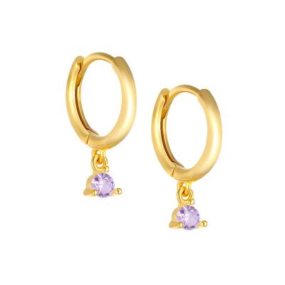 China CLASSIC Classic Gold Plated Inlaid Colorful Zircon Earring Jewelry 925 Sterling Silver Diamond Hoop Earrings For Women for sale