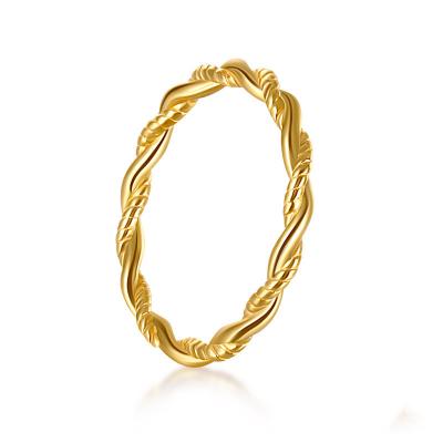 China Fashion TRENDY Hot Selling Simple Gold Plated Ring Women 925 Sterling Silver Twist Ring For Women for sale