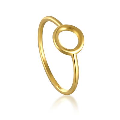 China Fashion 925 Sterling Silver Ring Creative Gold Trendy Minimalist Flat Circle Index Ring For Women Girl for sale