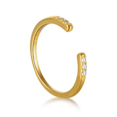 China Simple Zircon Ring Lady Luxury open 925 Sterling Silver Finger Ring of thin layer of gold European fashion TRENDY for sale