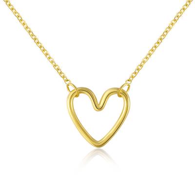 China Pendant Necklace Simple 925 Sterling Silver Love Heart Necklace TRENDY Korean Minimalist Cavity Heart Clavicle Necklace for sale