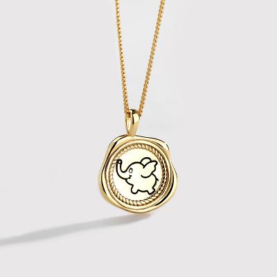 China New Design 925 Sterling Silver Brand Pendant Necklace TRENDY Gold Cartoon Elephant Necklace For Women for sale