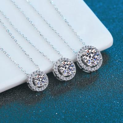 China 925 Sterling Silver Round Dubai Wedding Necklace Princess Cut Moissanite Necklace FASHION Jewelry for sale