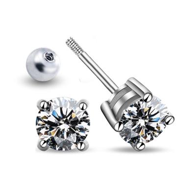 China New Trendy Trendy Wedding Sterling Silver Earrings 4 Prongs 1 Carat Moissanite Stud Earrings Jewelry for sale