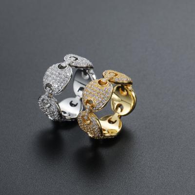 China Amazon FASHIONABLE Hot Sale Mens Hip Hop Crystal Ring High Quality Platinum Plated Simple Zircon Brass Rings for sale