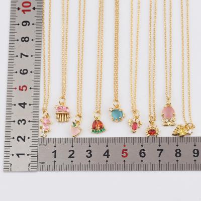 China FASHIONABLE Wholesale Women Cute Fruit Zircon Necklace Gold Plated Small Animals Crystal Necklace Jewelry For Girls for sale