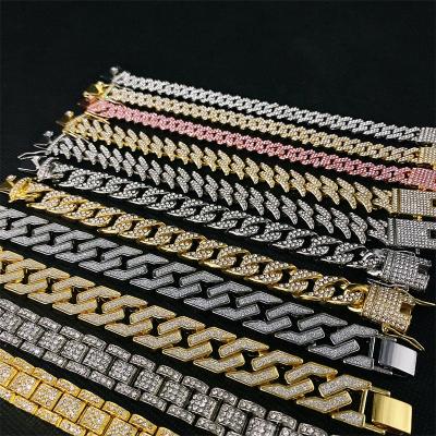 China Luxury European Hiphop Gold Plated Mens Hip Hop Cuban Link Bracelets & Bangles Jewelry 8in for sale