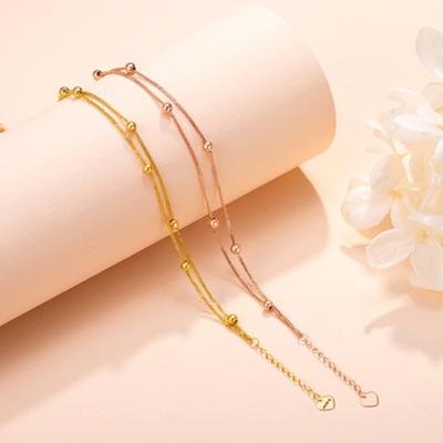 China TRENDY European Luxury Jewelry Au750 Gold Filled Double Layer Bracelet Women Trendy 18k Gold Beads Bracelet Real for sale