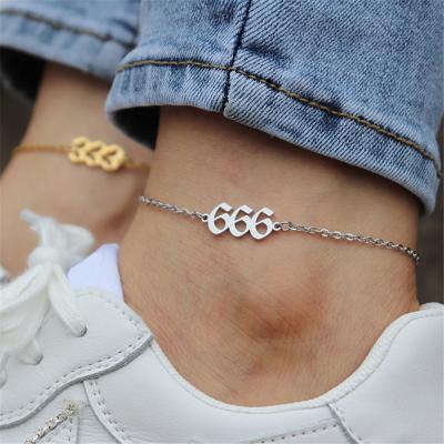 China FASHIONABLE Hot Sale Gold Plated Ankle Chain Stainless Steel Angel Number Anklets Jewelry for sale