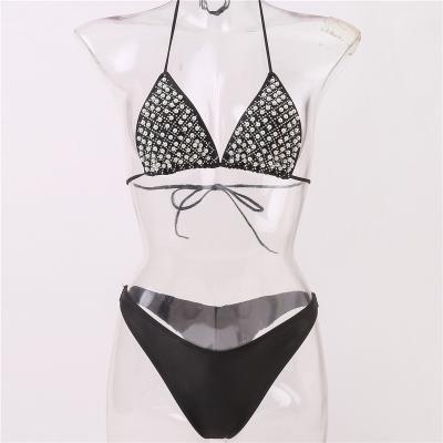 China Sexy Rhinestone Bikini Set 2 Piece Triangle Bikini Set Breathable Shiny Sexy Swimwear Swimwear for sale