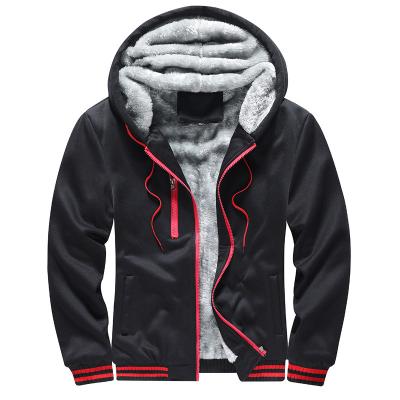 China Anti-pilling Men's Warm Thick Fleece Jacket With Zipper-up Hood Men Sweatshirt Hoodies for sale