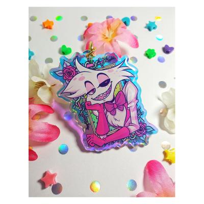 China Hot Selling Customized Promotional Acrylic Clear Epoxy Cartoon Anime Gift/Souvenirs Silver Foil Print Key Chain/Decoration Gift/Gold Charms For Gift for sale