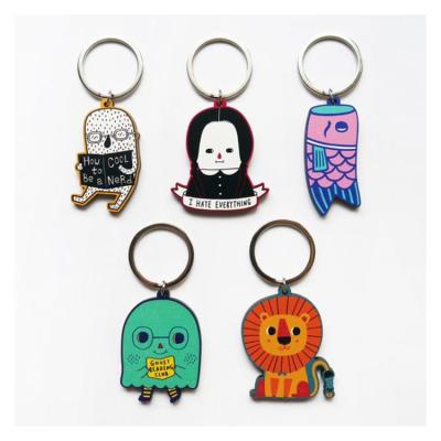 China Jinlei Eco - Friendly Custom Animal Design Printing Wooden Key Chain for sale