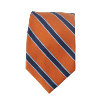 China 60% Polyester 40% DaCheng Silk Custom Orange Stripes Tie Woven Jacquard Neck Tie for sale